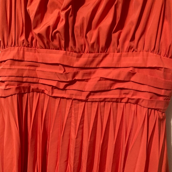 Anne Klein Orange Pleated Retro 50's Summer Dress sz10 - Picture 6 of 13